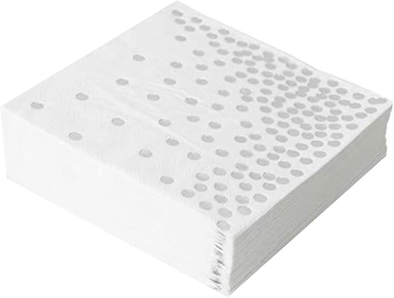 مناديل ورقية فضية النقاط للاستخدام لمرة واحدة 20 قطعة لحفلات الزفاف وأعياد الميلاد - Image 1